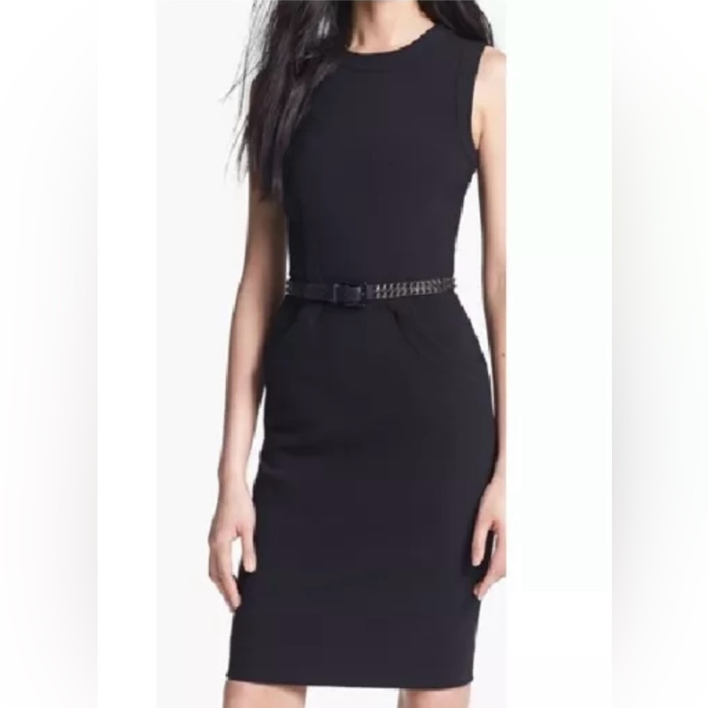 L'Agence Women's Black Dress with Leather Studded Belt Sz 8 $595